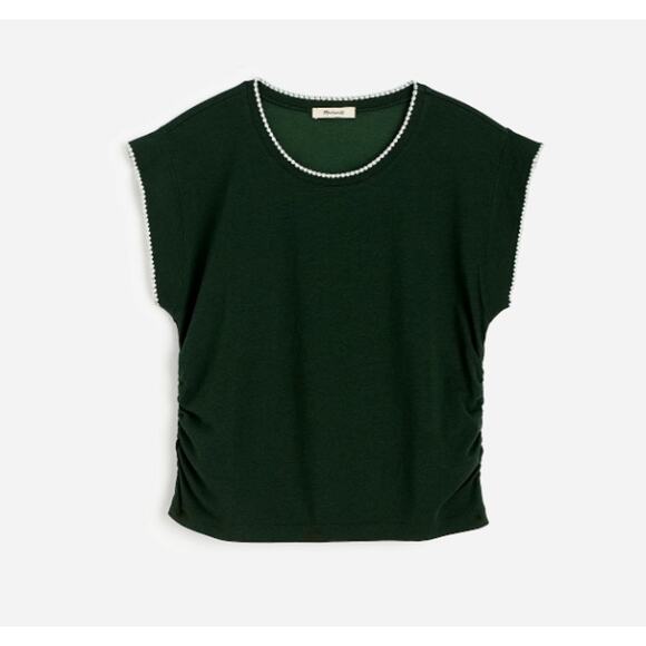 Madewell Sutro Side-Cinch Muscle Tee WMNS M Summit Green Contrast Stitch - Picture 2 of 8